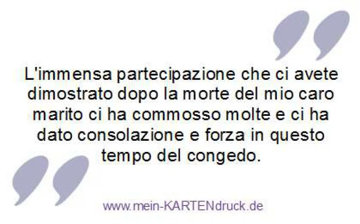 Italienische Danksagung: L'immensa partecipazion chi ci avete...