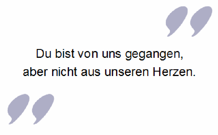 knapper Trauerspruch für Danksagung: Du bist von uns gegangen