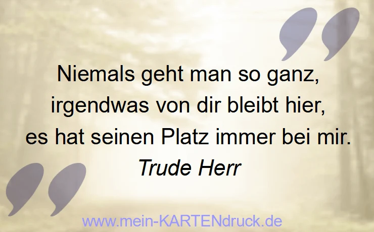 Trauerspruch Beerdigung - Niemals geht man so ganz