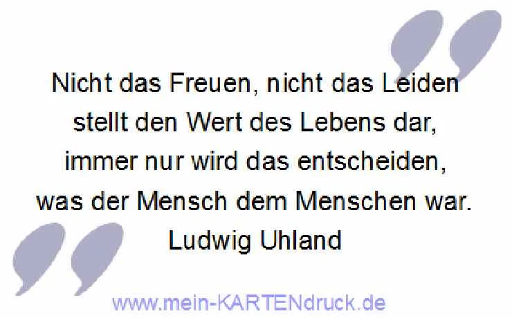 Trauerspruch von Ludwig Uhland drucken auf Danksagungen - Trauerkarten