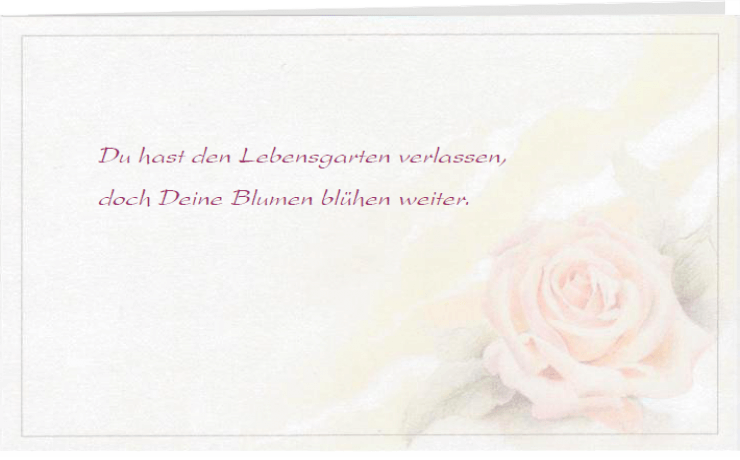 Trauerkarte Danksagung Rose pastell Klappkarte Vorne