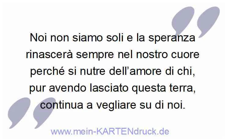 Trauer Dank Italienisch - Noi non siamo soli