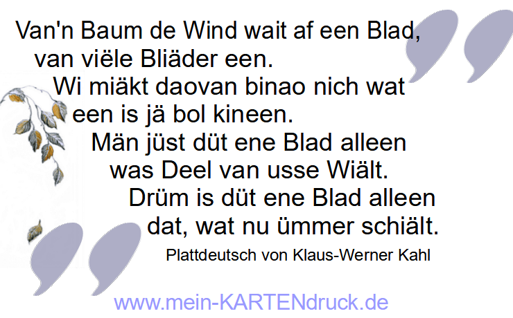 plattdeutsche trauersprüche zum Abschied - Wind wait Blad af