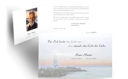 Dankeskarte mit Leuchtturm am Meer - mit kurzem Spruch