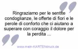 Italienische Danksagung: Ringraziamo per condogianze, perole di confoto...