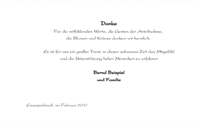 Trauer Danksagung Wald Licht Klappkarte innen