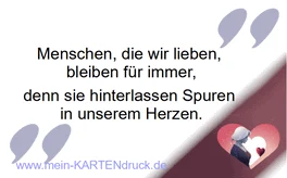 Trauerspruch für Trauerkarte: Menschen die wir lieben lassen Spuren im Herzen