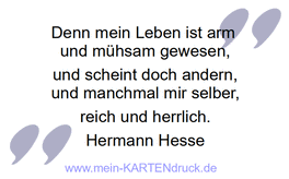 Trauerspruch von Hesse für Danksagungen: mein Leben ist arm und mühsam