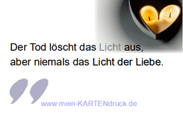 Trauerspruch: Der Tod loescht das Licht aus