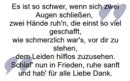 Trauerspruch für Trauerkarten: Es ist schwer, wenn sich zwei Augen schließen