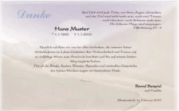 Trauerdanksagung mit Lebensweg, der beim Verstorbenen endet