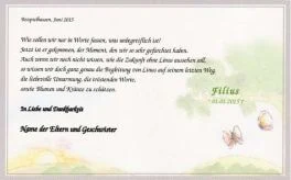 Trauerkarte Verlust des Kindes - Schmetterling als Aquarell