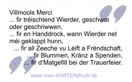 Luxemburgisch Dank sagen für trösende Wörter